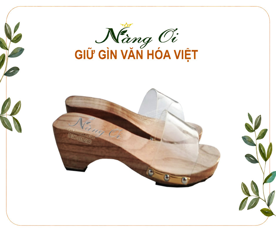 guốc mộc cao 5cm làm từ gỗ xoan tự nhiên
